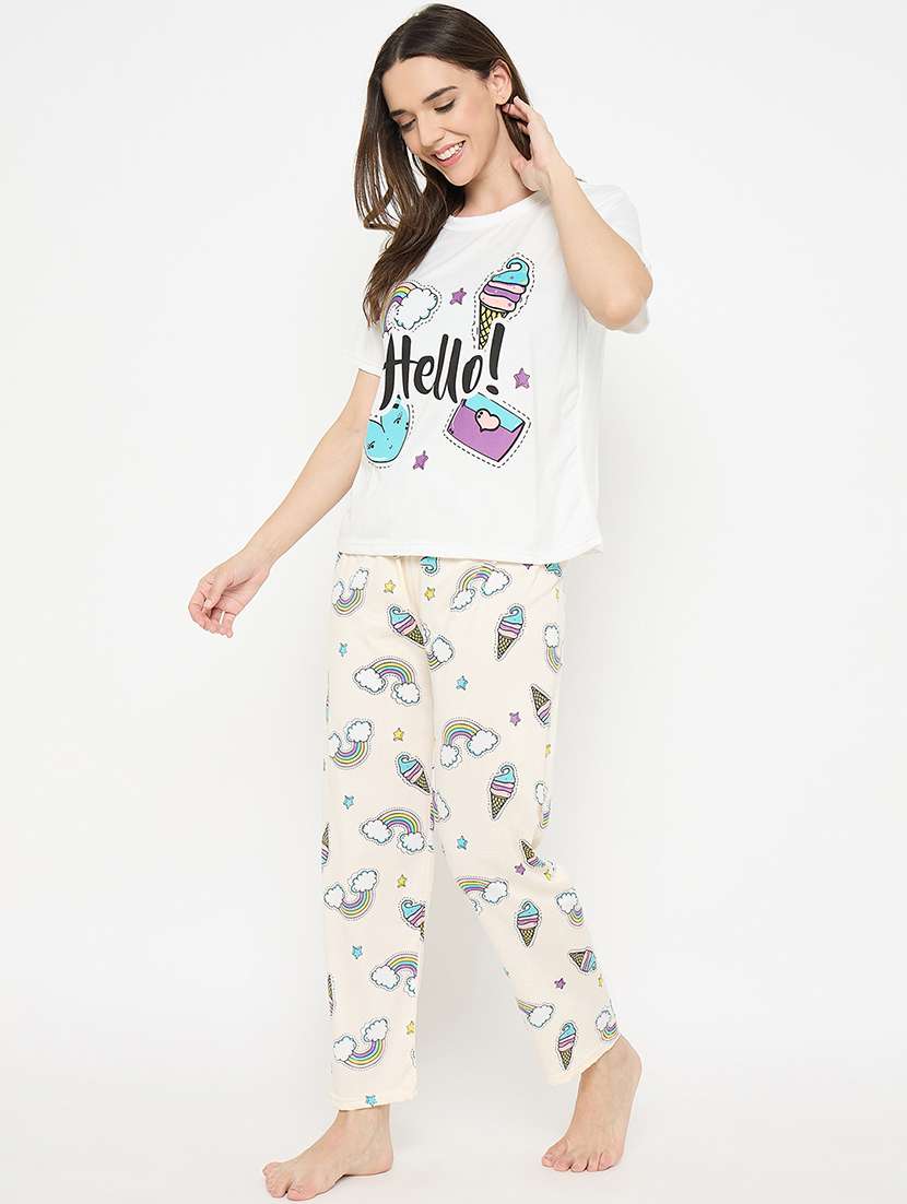 women printed nightwear pyjama set - 22323238 -  Standard Image - 3