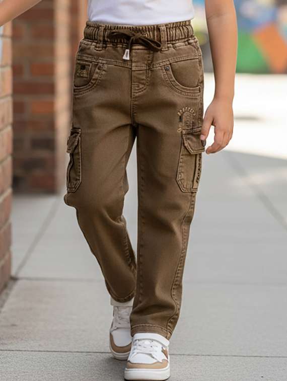 boys solid mid rise cargo