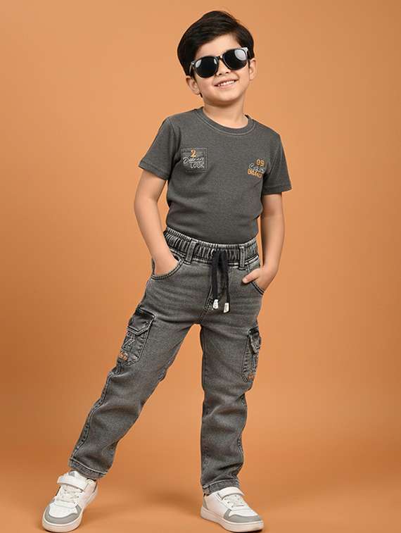 boys solid mid rise cargo - 22323249 -  Standard Image - 3