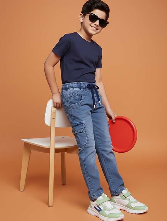 blue cotton blend plain jean - 22323251 -  Standard Image - 3
