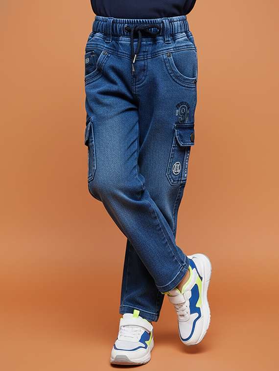 boys solid mid rise cargo