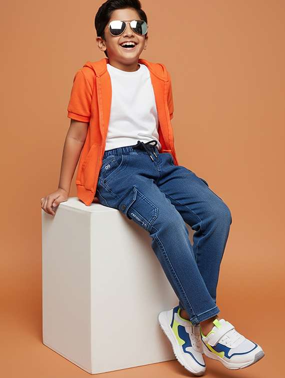 boys solid mid rise cargo - 22323255 -  Standard Image - 3