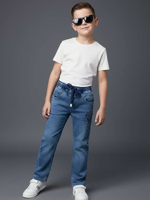 boys solid mid rise jeans - 22323266 -  Standard Image - 3