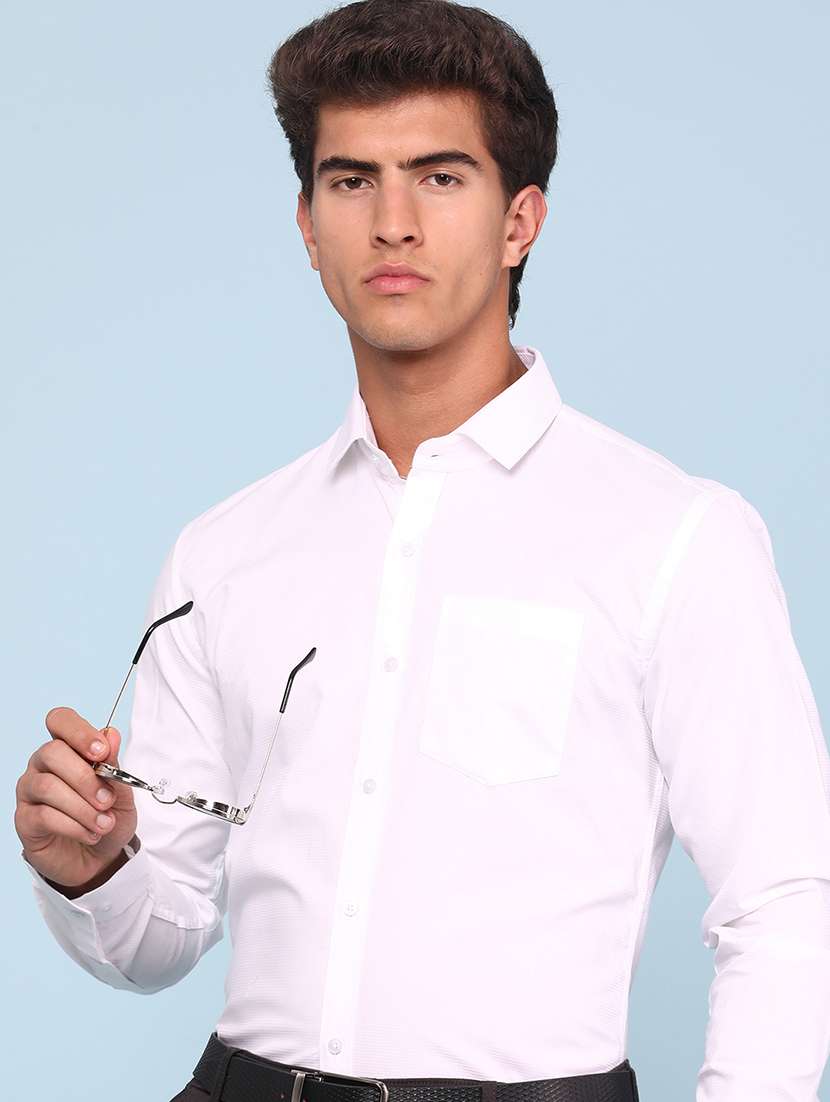 men solid long sleeve slim fit formal shirt