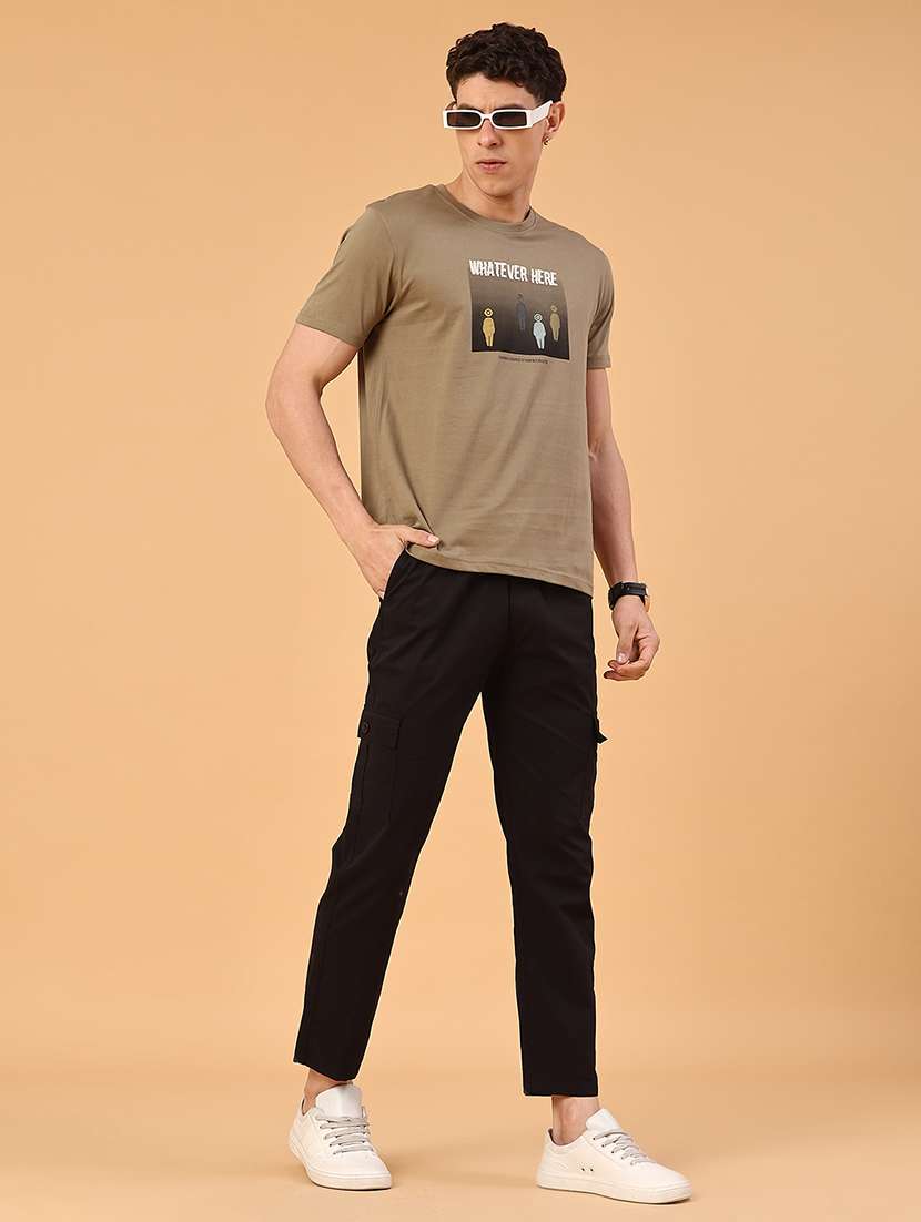 men solid mid rise regular fit cargo  - 22323368 -  Standard Image - 5