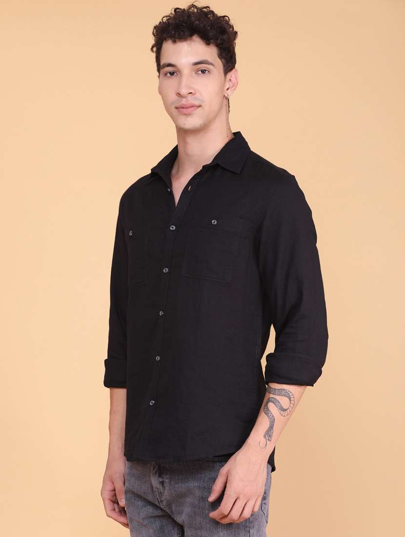 men solid long sleeve regular fit casual shirt - 22323399 -  Standard Image - 3