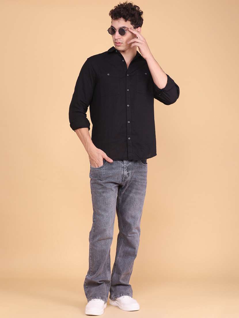 men solid long sleeve regular fit casual shirt - 22323399 -  Standard Image - 5