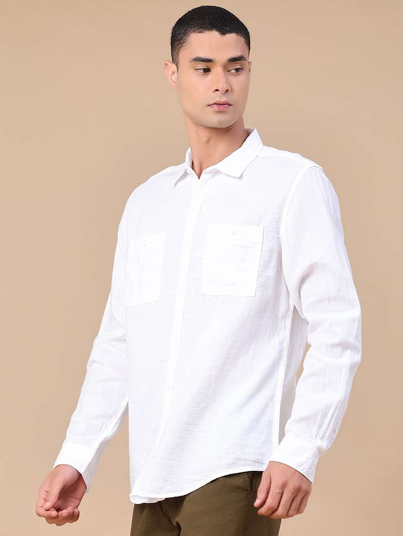men solid long sleeve regular fit casual shirt - 22323400 -  Standard Image - 3
