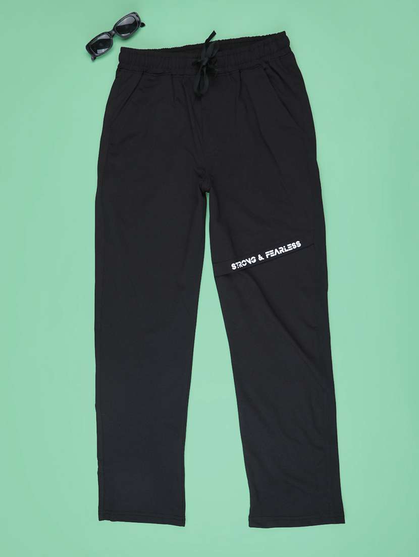 black acrylic blend palazzo trouser