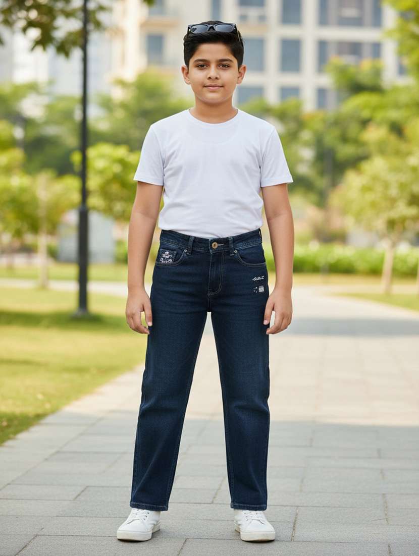 boys solid mid rise straight jean