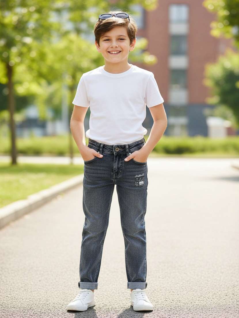 boys solid mid rise straight jean