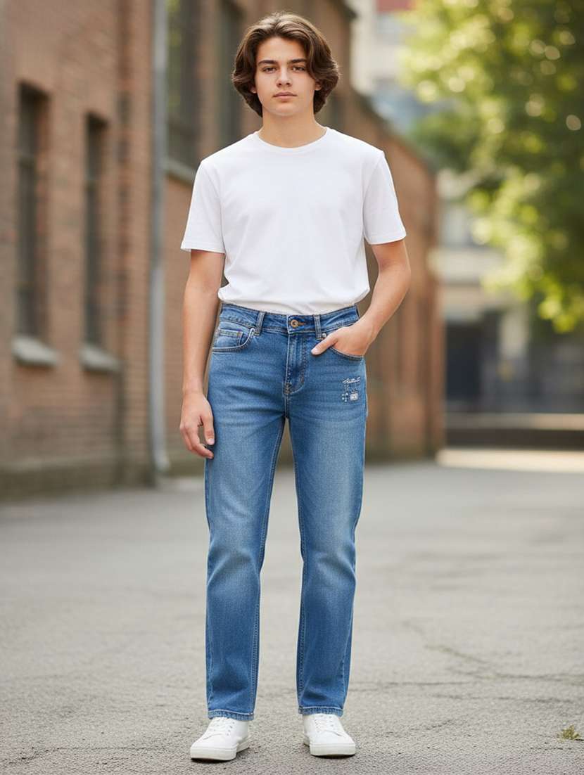 blue poly cotton plain jean