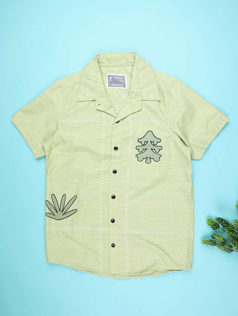 boys printed short sleeve collared shirt