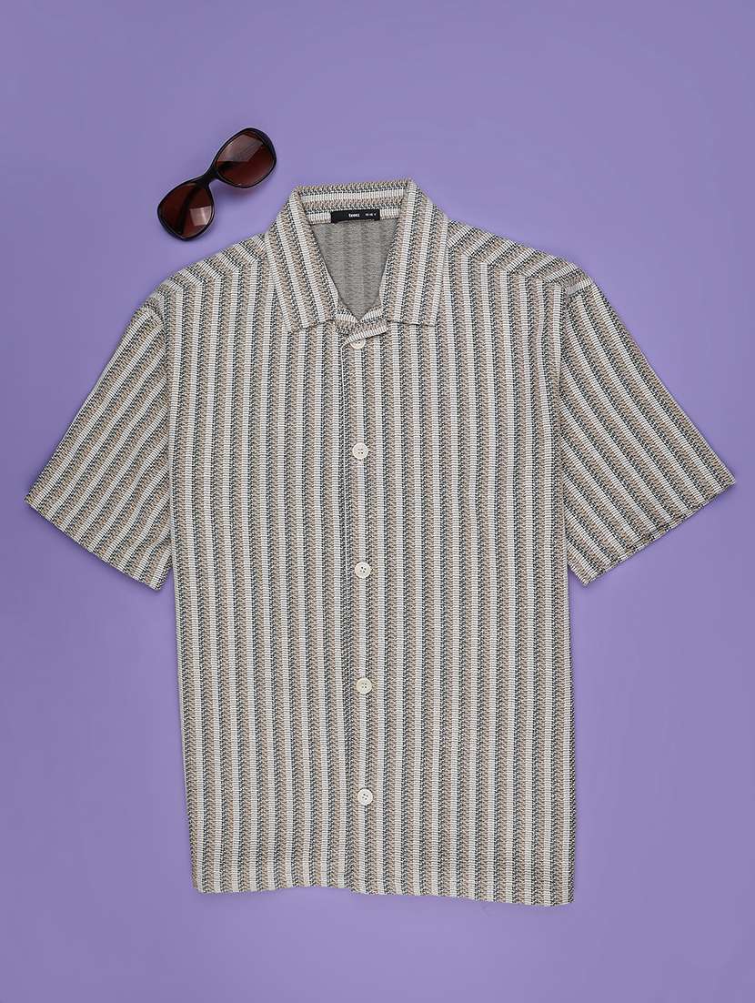 boys self designed collared short sleeve shirt