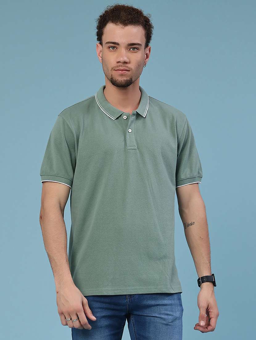olive cotton blend plain tshirt