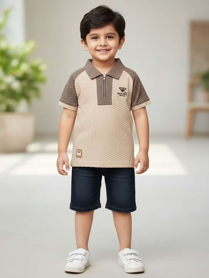 boys color blocked  short sleeve polo t-shirt