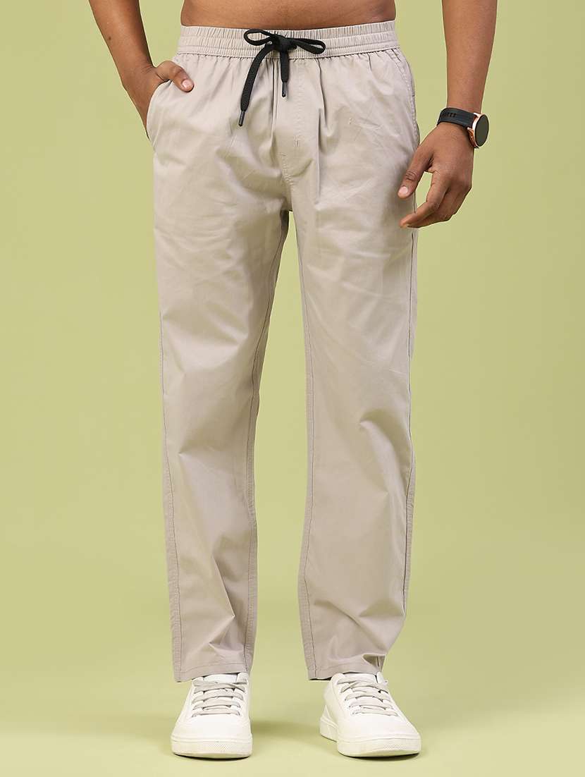 men solid mid rise full length track pant