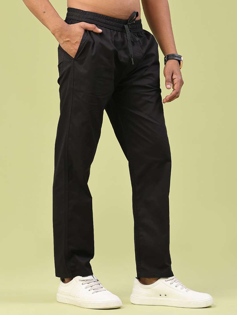 men solid mid rise full length track pant - 22323598 -  Standard Image - 3