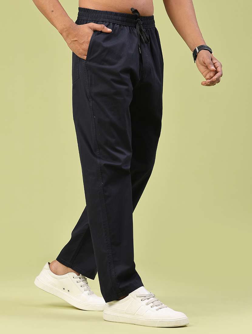 men solid mid rise full length track pant - 22323599 -  Standard Image - 3