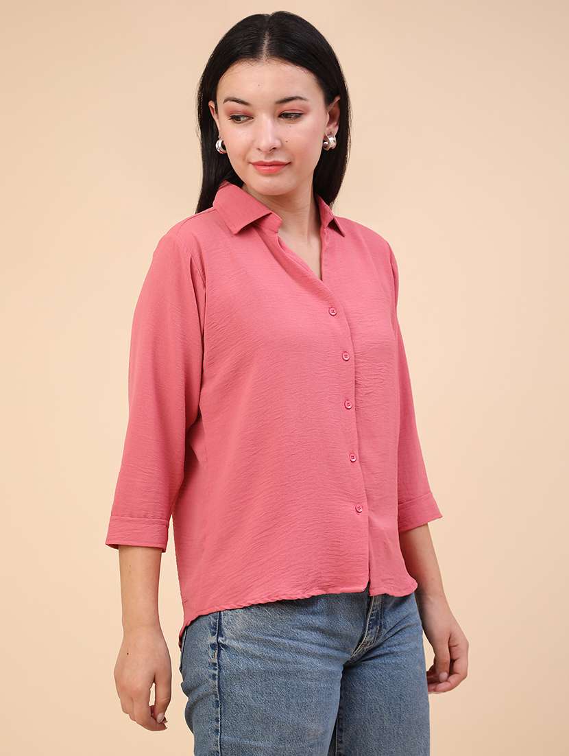 peach cotton regular shirt - 22323607 -  Standard Image - 3