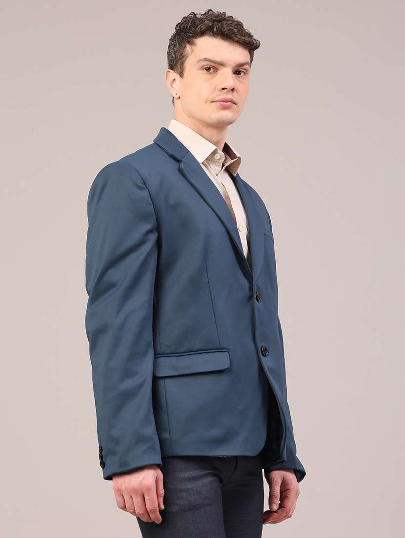 men solid lapel collar single breasted formal blazer - 22323645 -  Standard Image - 3