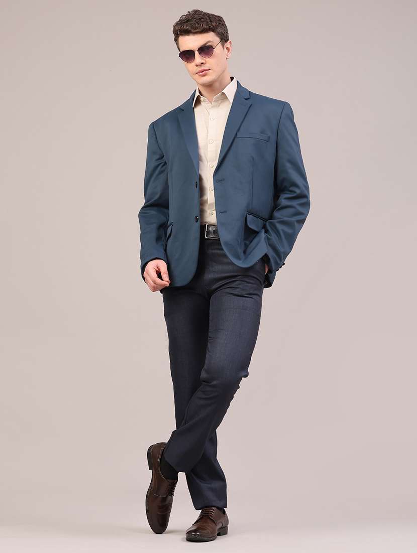 men solid lapel collar single breasted formal blazer - 22323645 -  Standard Image - 5