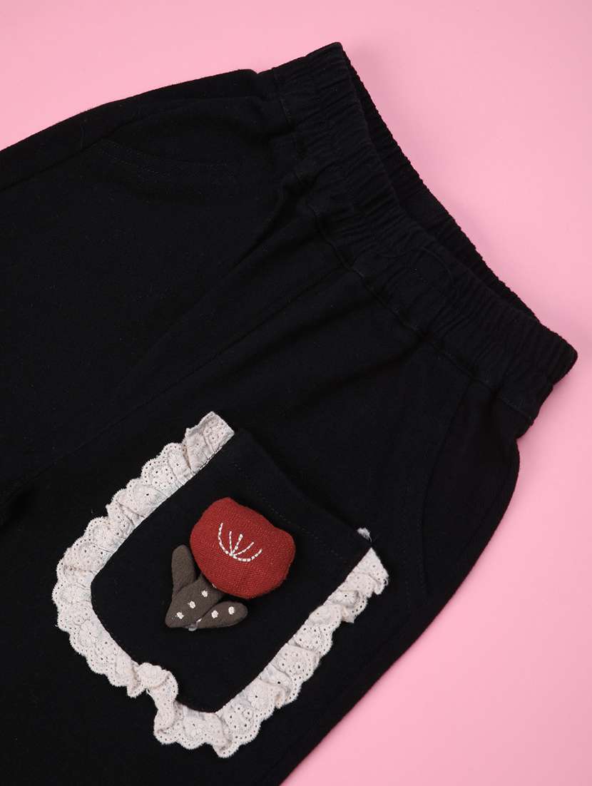 girls solid mid rise track pant - 22323664 -  Standard Image - 3