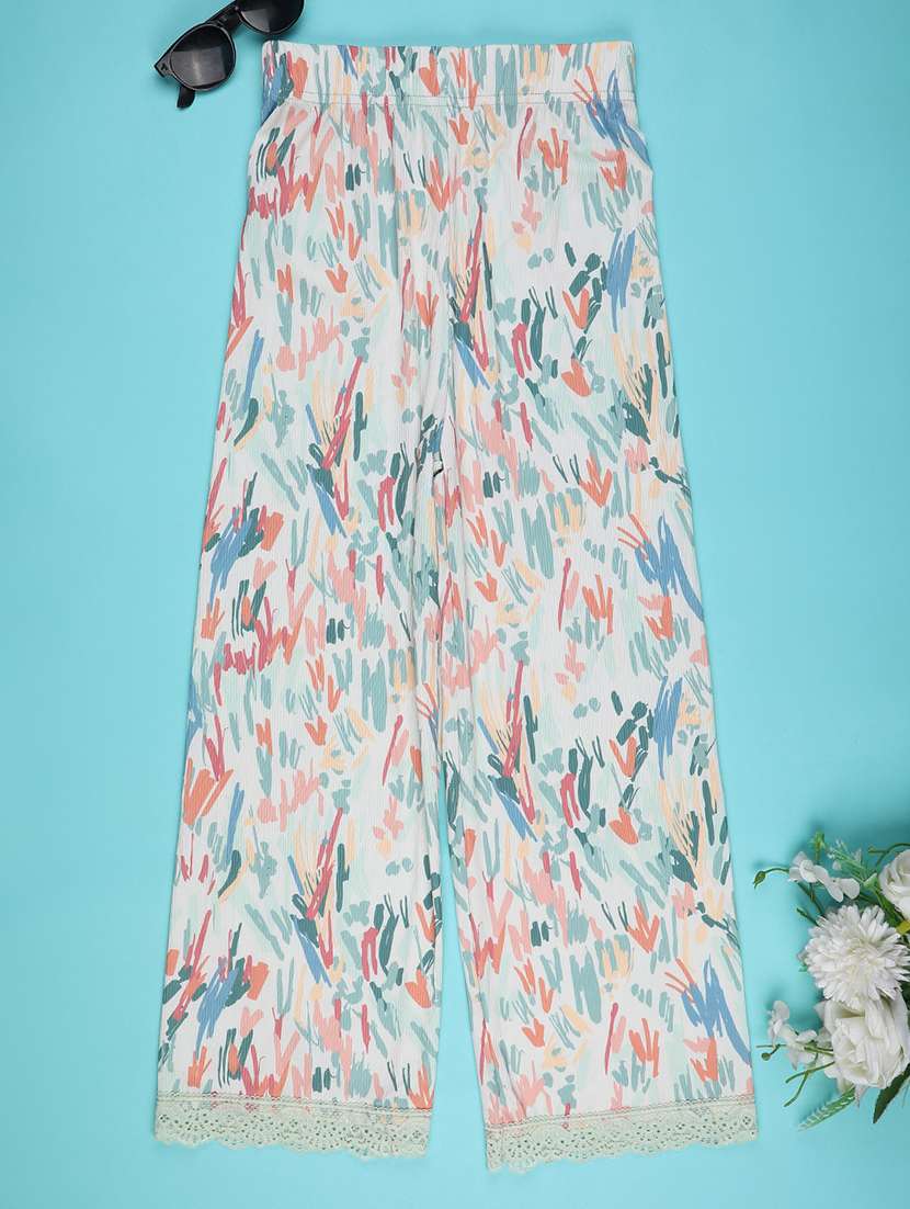 girls printed mid rise loungewear pyjama