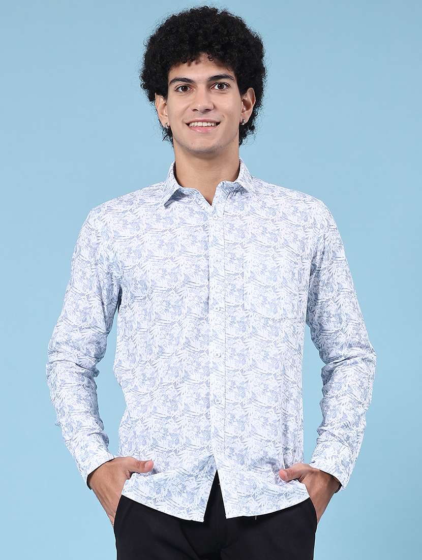 men printed long sleeve regular fit casual shirt