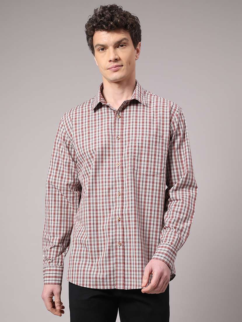men checkered long sleeve regular fit casual shirt