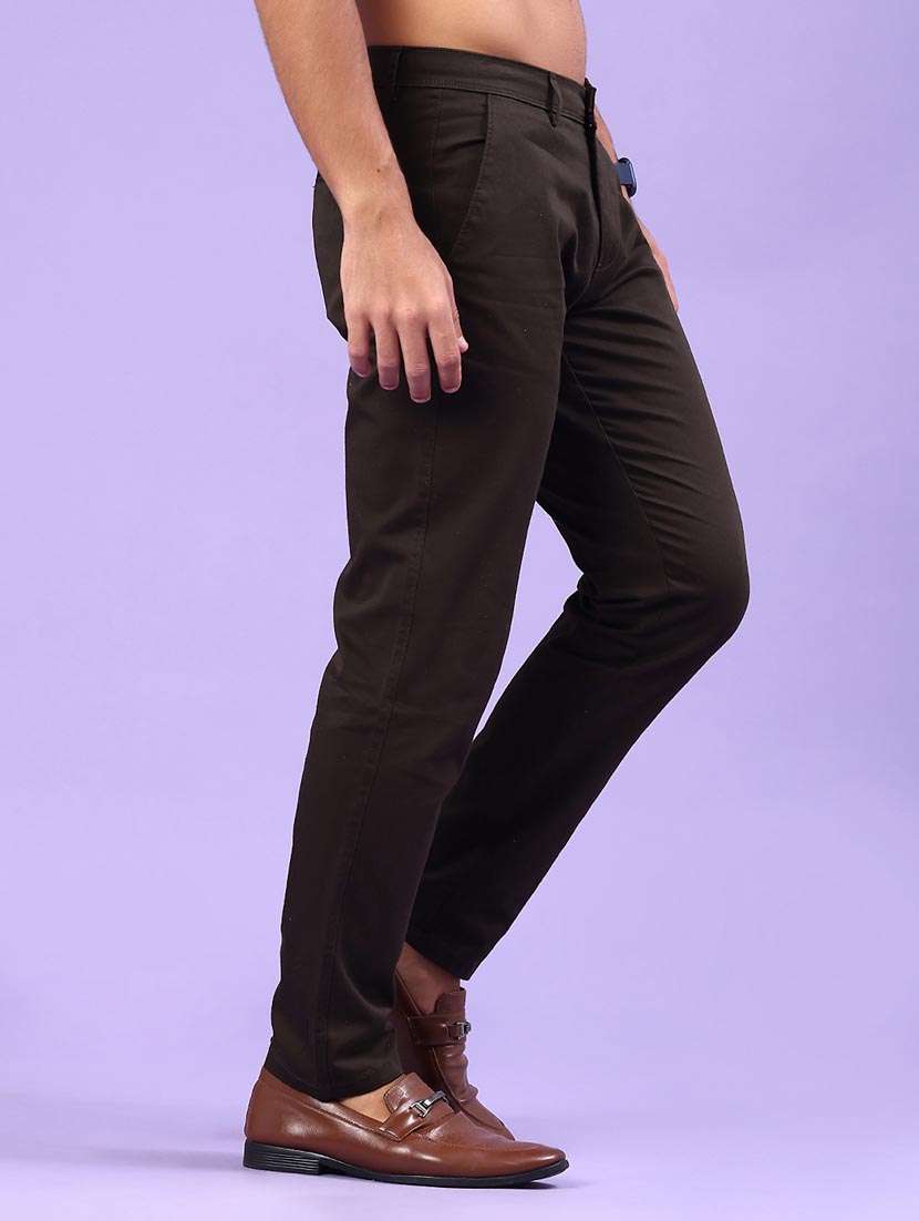 men olive cotton chinos casual trouser