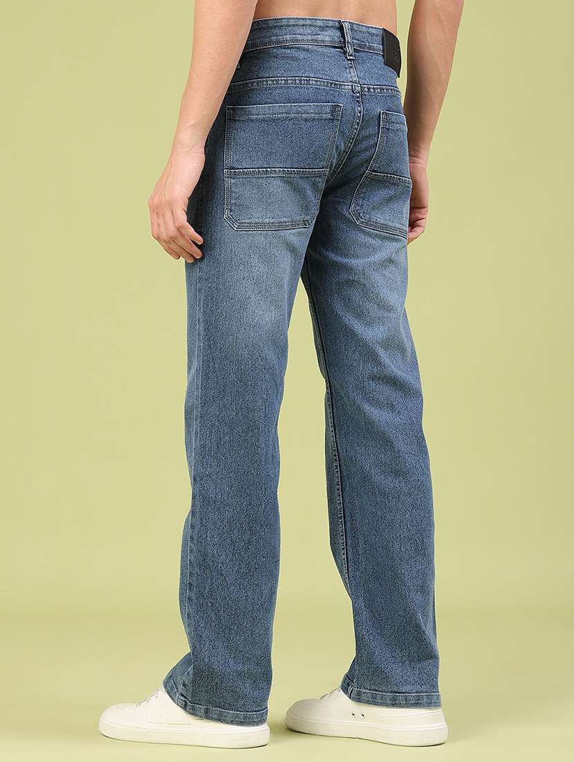 men washed mid rise full length straight fit jeans - 22323957 -  Standard Image - 3