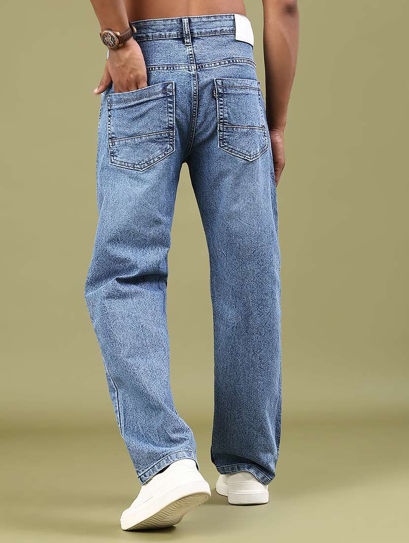 men washed mid rise full length straight fit jeans - 22323959 -  Standard Image - 3
