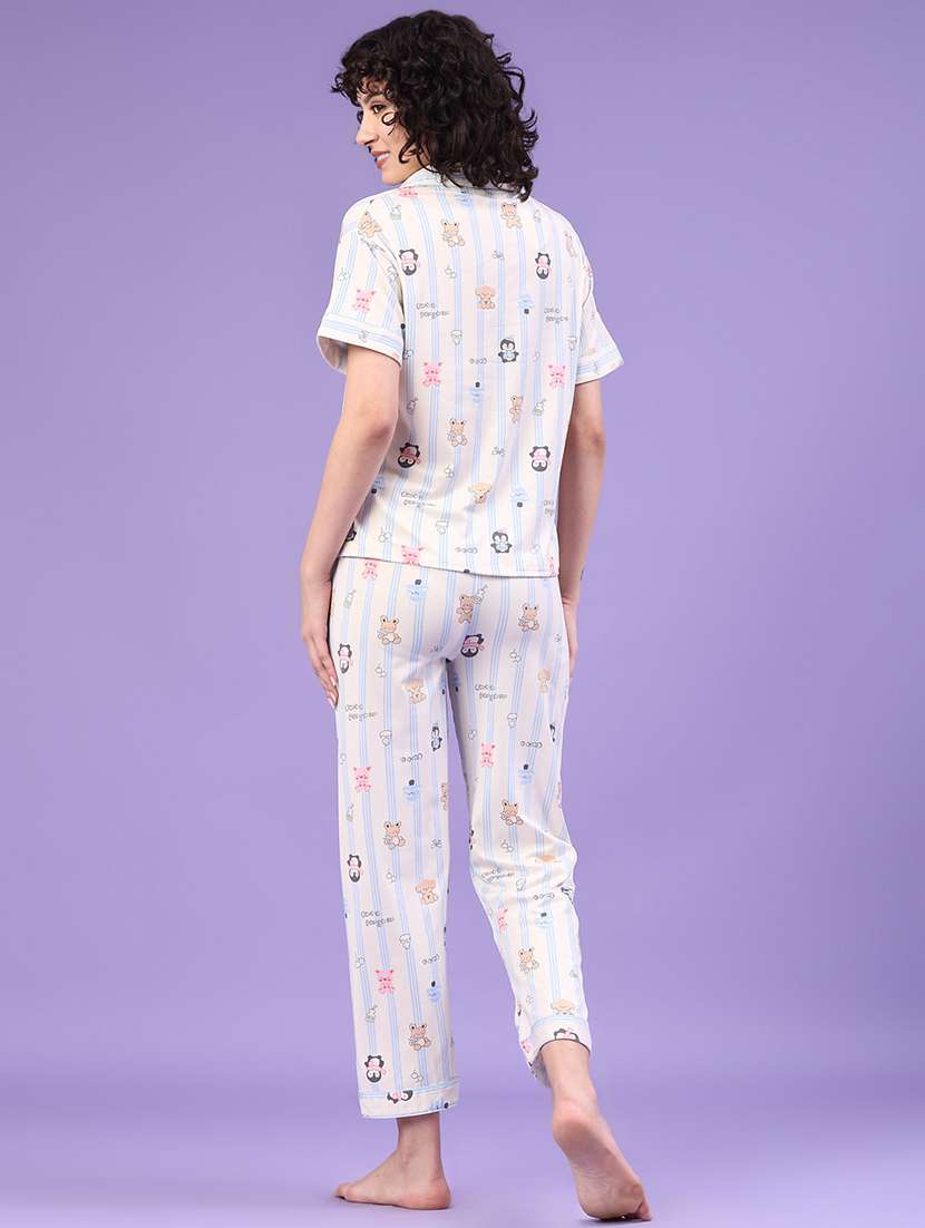 women printed short sleeve pyjama set nightwear - 22324014 -  Standard Image - 3