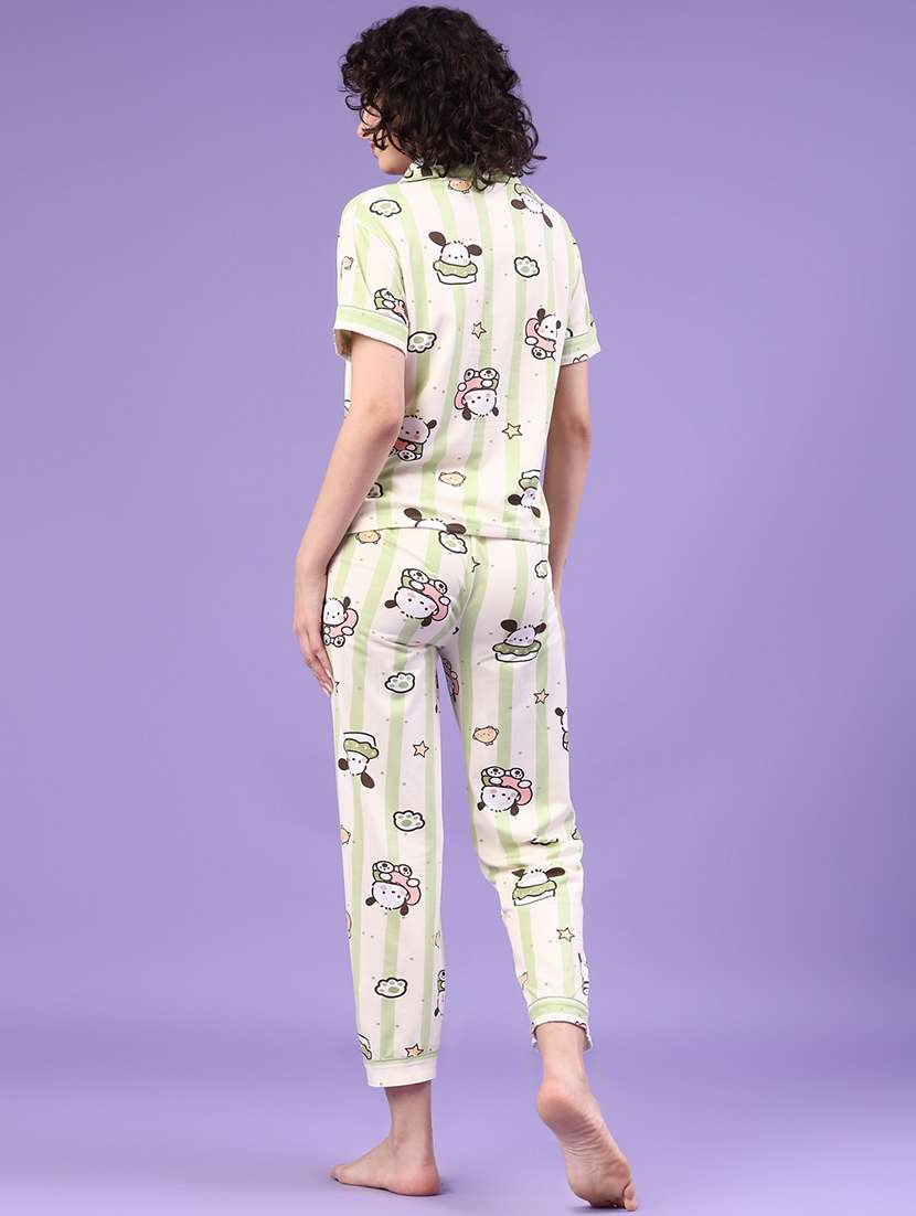 women printed short sleeve pyjama set nightwear - 22324019 -  Standard Image - 3