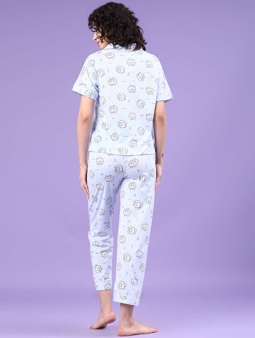 women printed short sleeve pyjama set nightwear - 22324020 -  Standard Image - 3