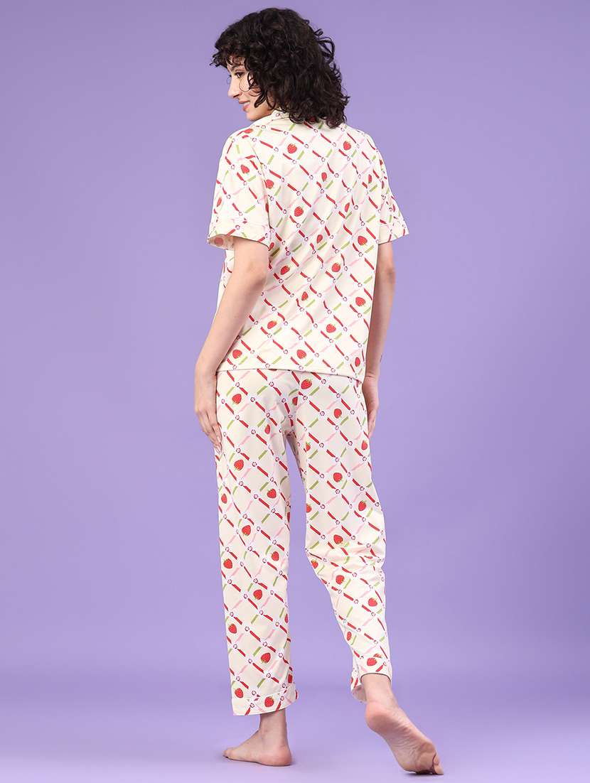 women printed short sleeve pyjama set nightwear - 22324022 -  Standard Image - 3