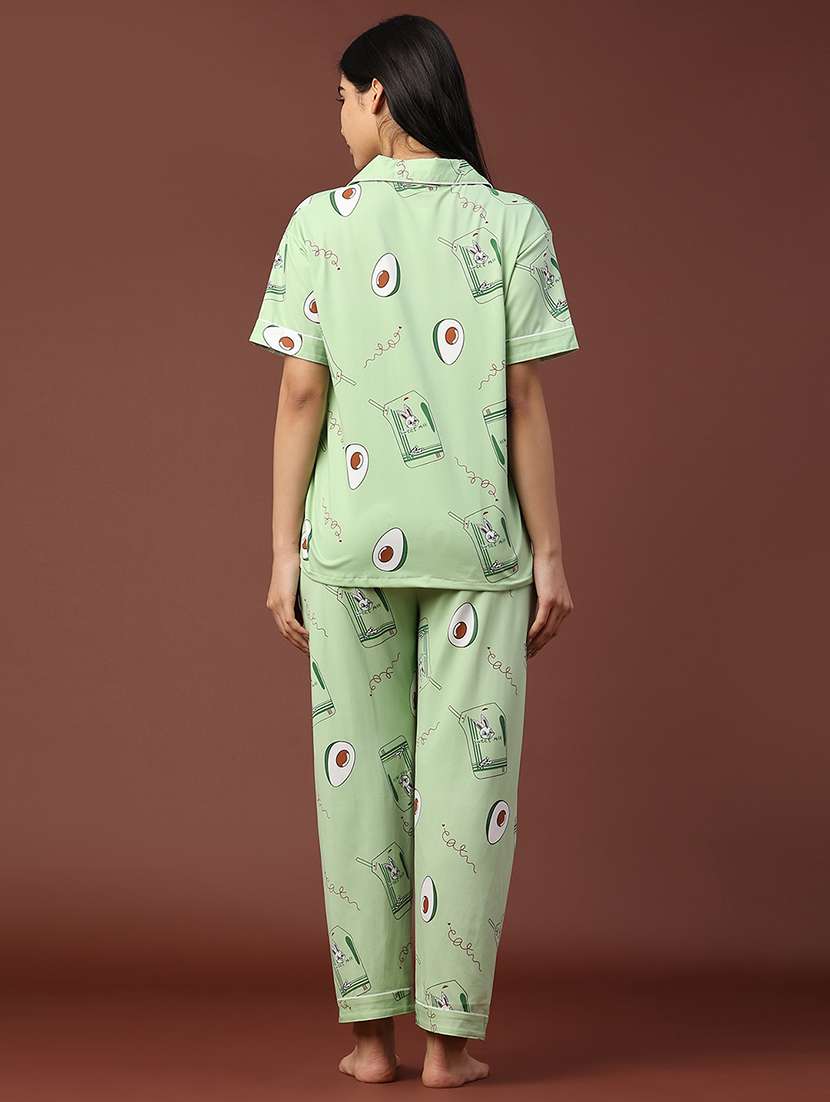 women printed short sleeve pyjama set nightwear - 22324025 -  Standard Image - 3