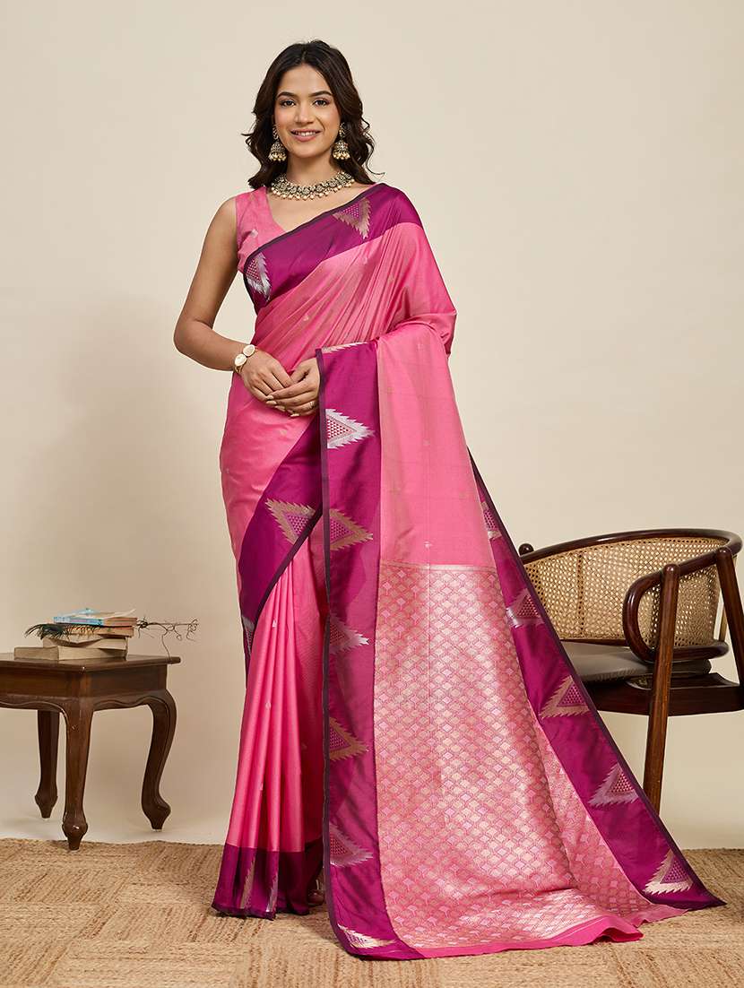women self design banarasi saree with blouse