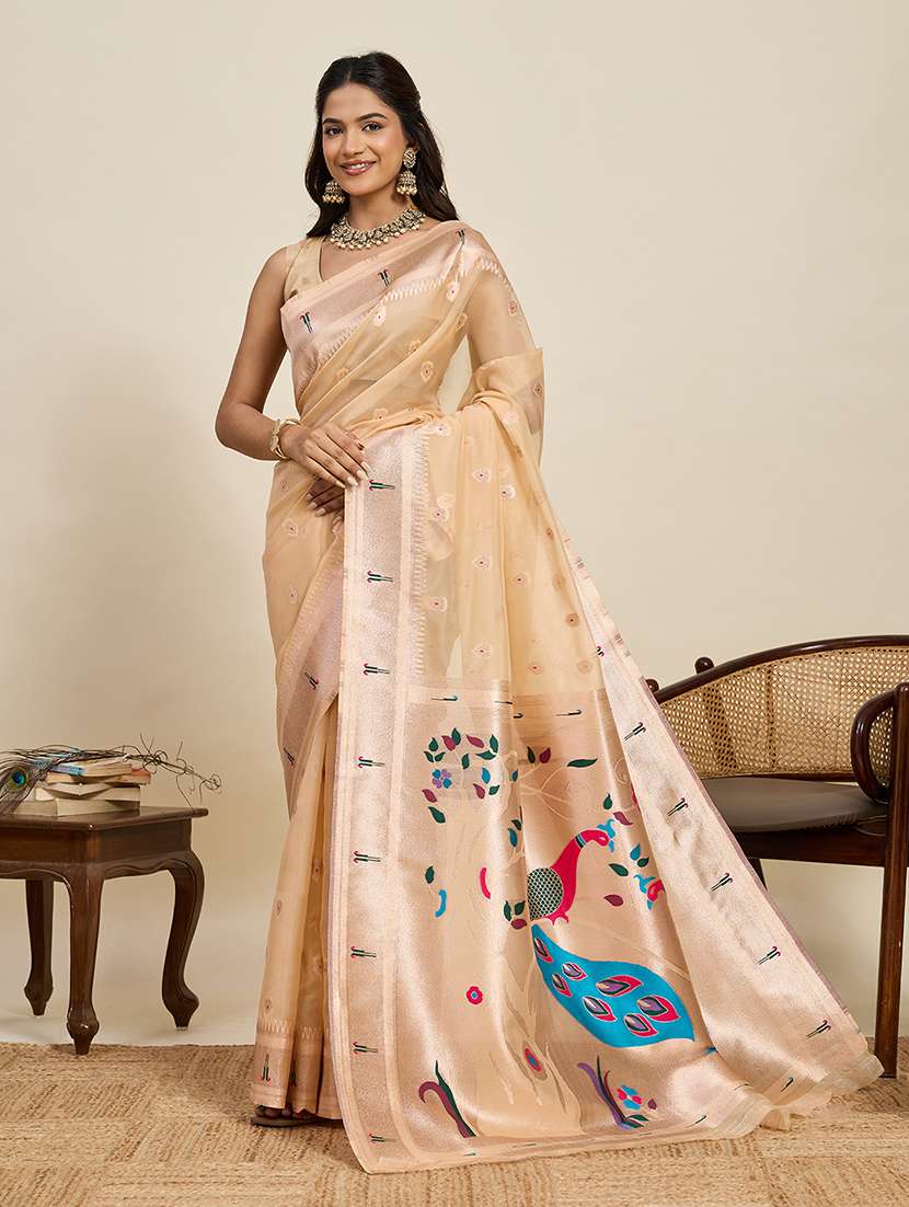 women self design paithani saree with blouse
