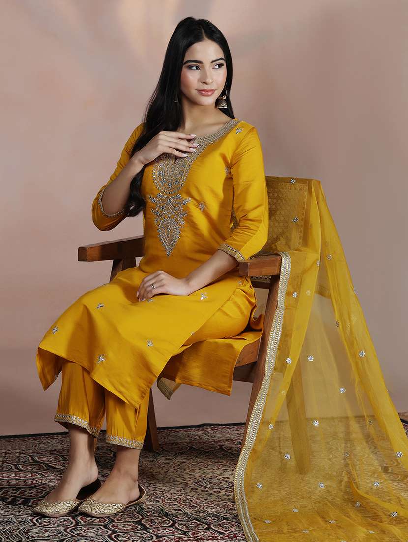 women mustard suit set - 22324121 -  Standard Image - 5