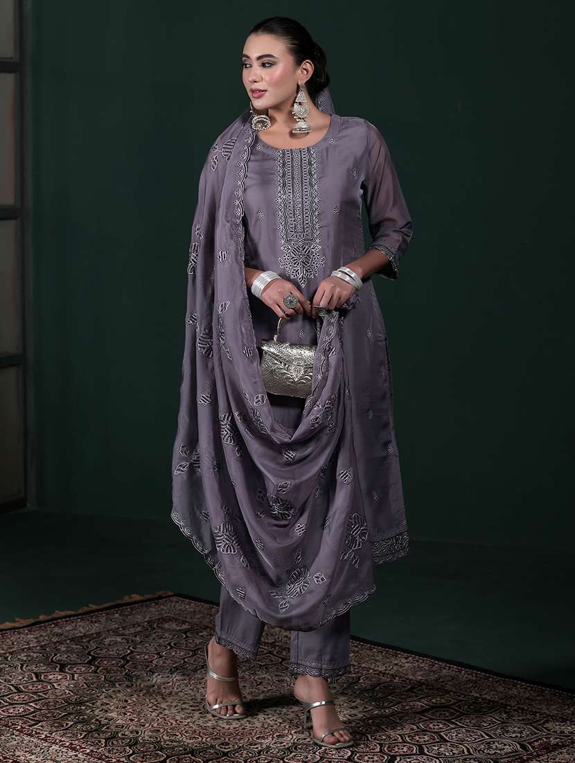 women charcoal suit set - 22324126 -  Standard Image - 3
