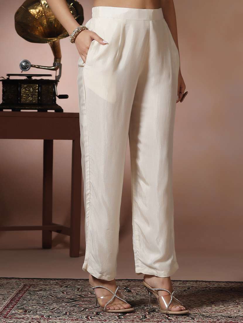 women solid with work three quarter sleeve kurta pant with dupatta set - 22324129 -  Standard Image - 5