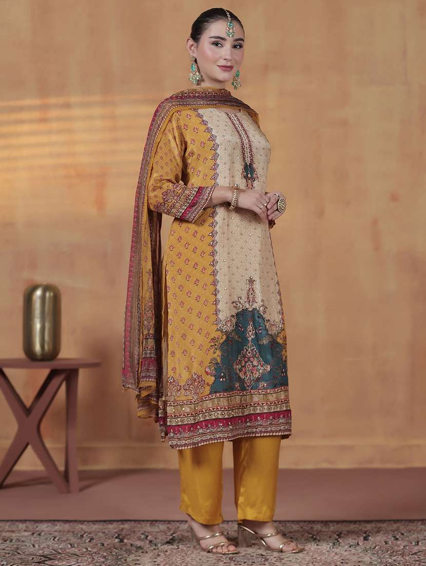 women printed round neck kurta pant with dupatta set - 22324131 -  Standard Image - 3