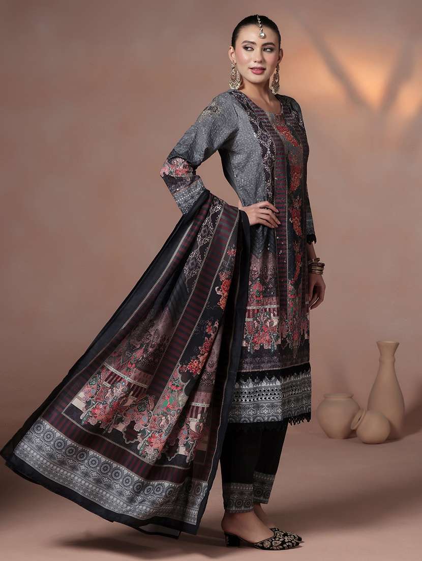 women printed round neck kurta pant with dupatta set - 22324135 -  Standard Image - 3
