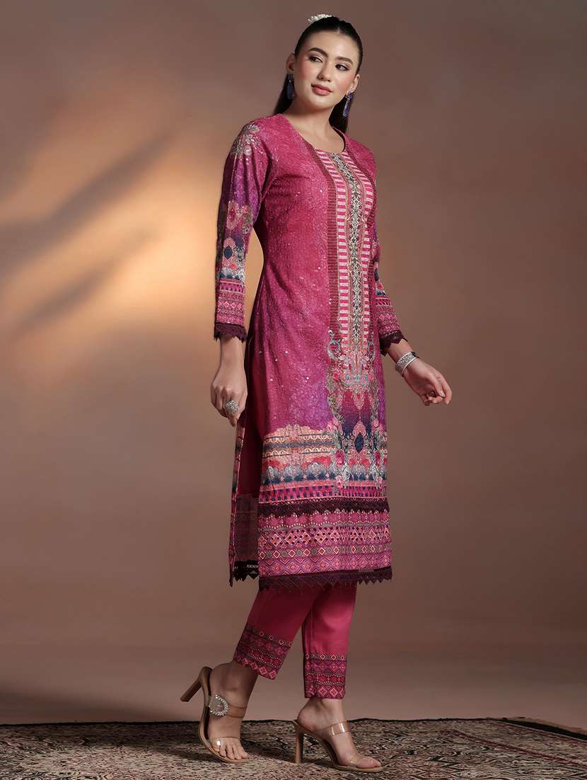 women printed round neck kurta pant with dupatta set - 22324136 -  Standard Image - 3