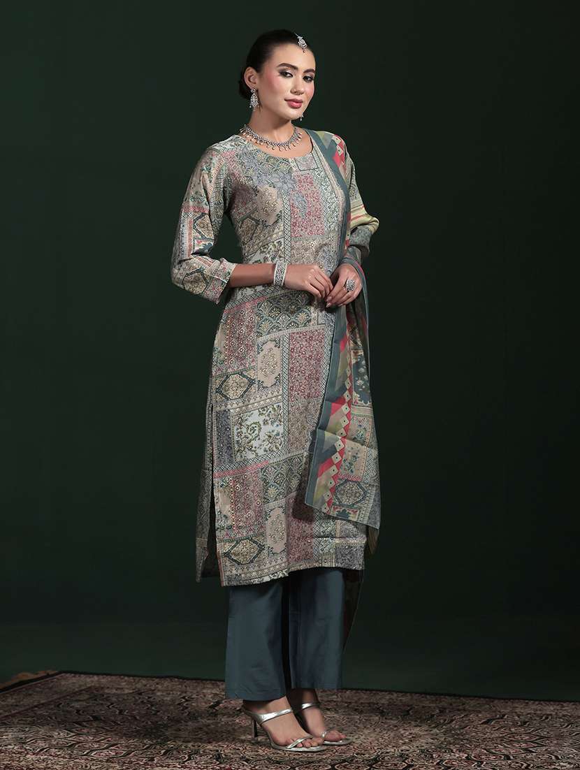women printed round neck kurta pant with dupatta set - 22324138 -  Standard Image - 3