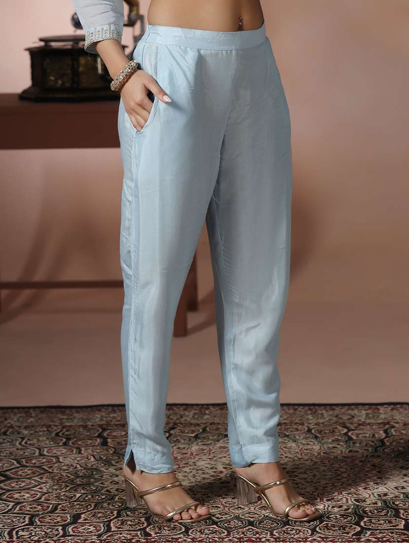 women solid with work three quarter sleeve kurta pant with dupatta set - 22324153 -  Standard Image - 5