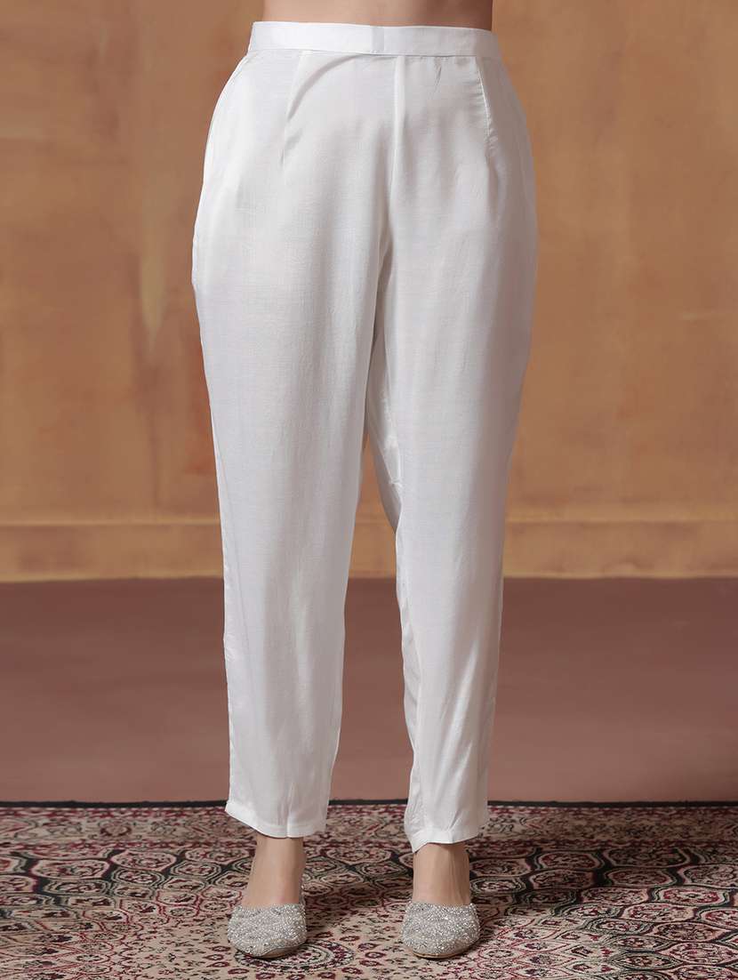 women solid with work three quarter sleeve kurta pant with dupatta set - 22324155 -  Standard Image - 5