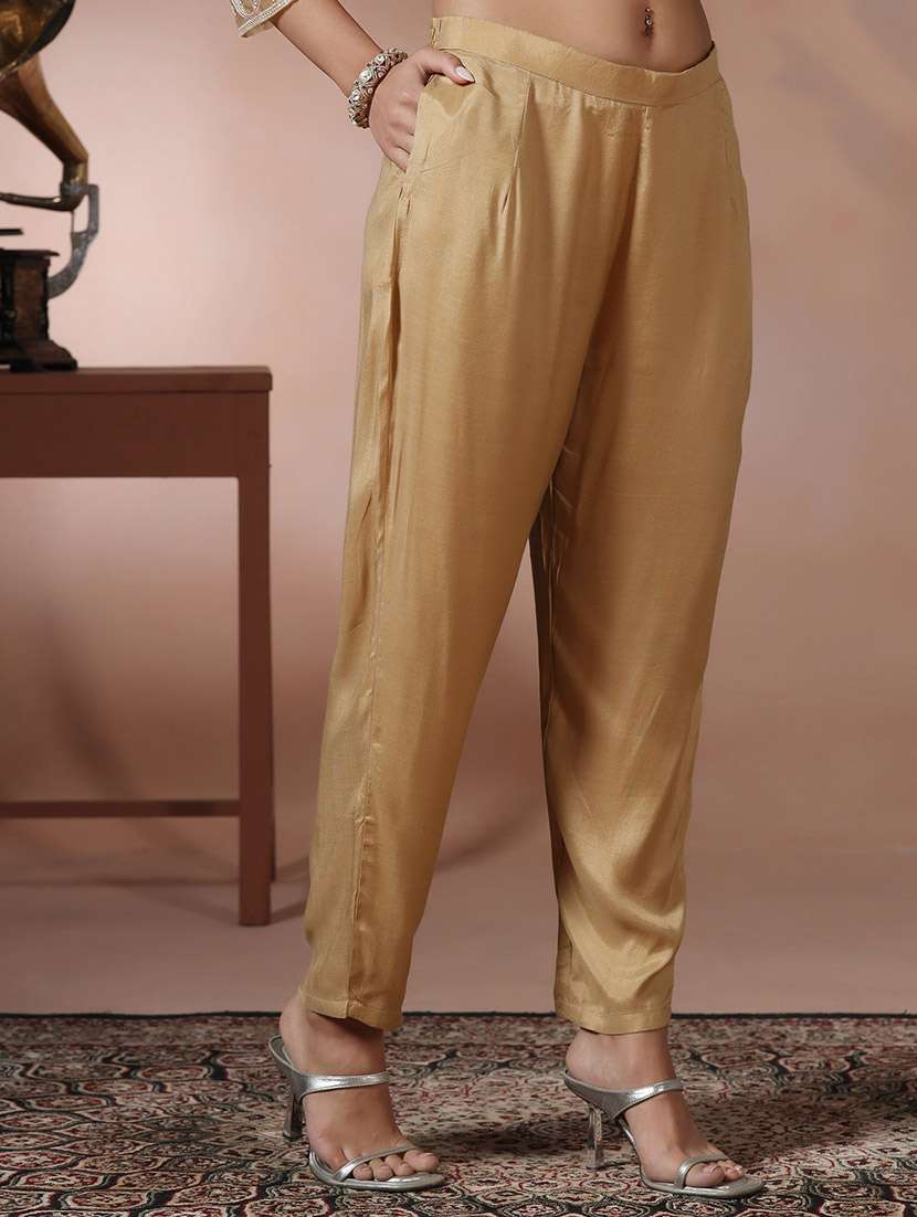 women solid with work three quarter sleeve kurta pant with dupatta set - 22324156 -  Standard Image - 5